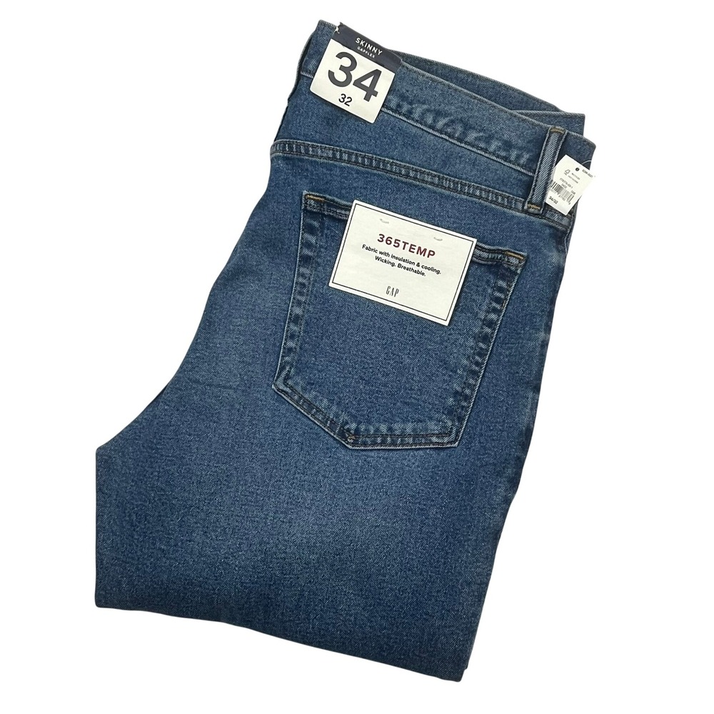 Gap Skinny Perform 365Temp Jeans Mens 34x32 (Fits 35x31) Medium Wash Stretch